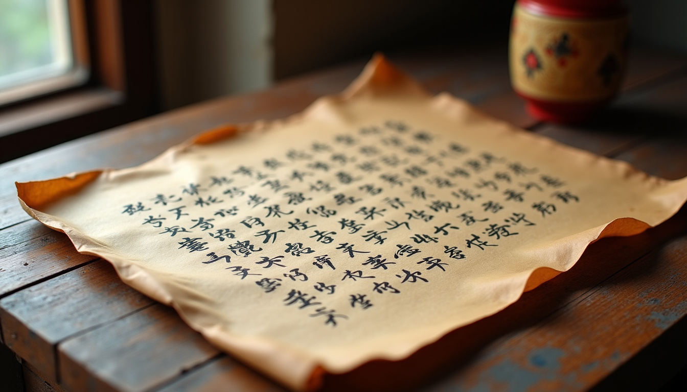 Manuscrit montrant l’écriture mongole dérivée de l’écriture ouïghoure utilisée sous Gengis Khan