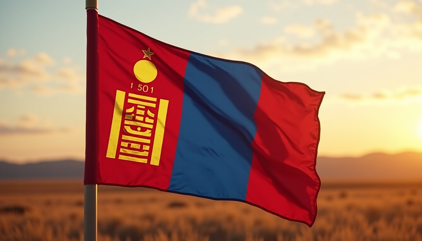 Palette de couleurs du drapeau mongol: bleu, rouge et détails du Soyombo