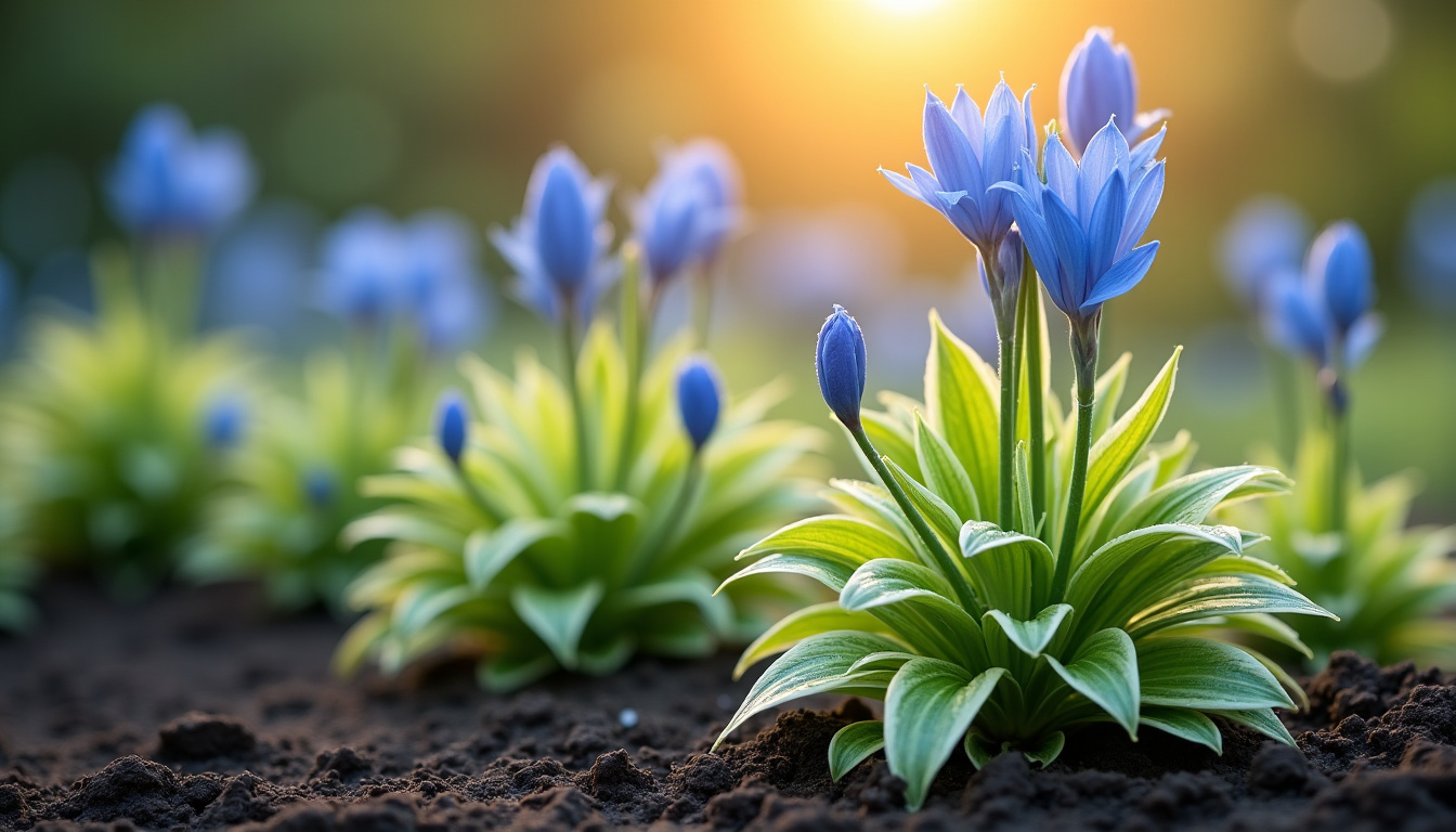 Agapanthe à feuillage panaché vert et crème en pleine croissance