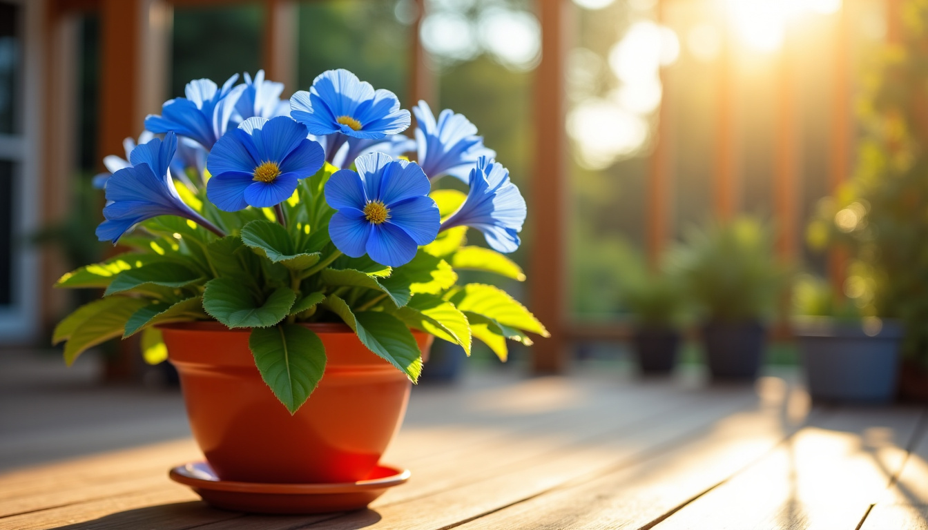 Agapanthe en pot placée sur une terrasse ensoleillée