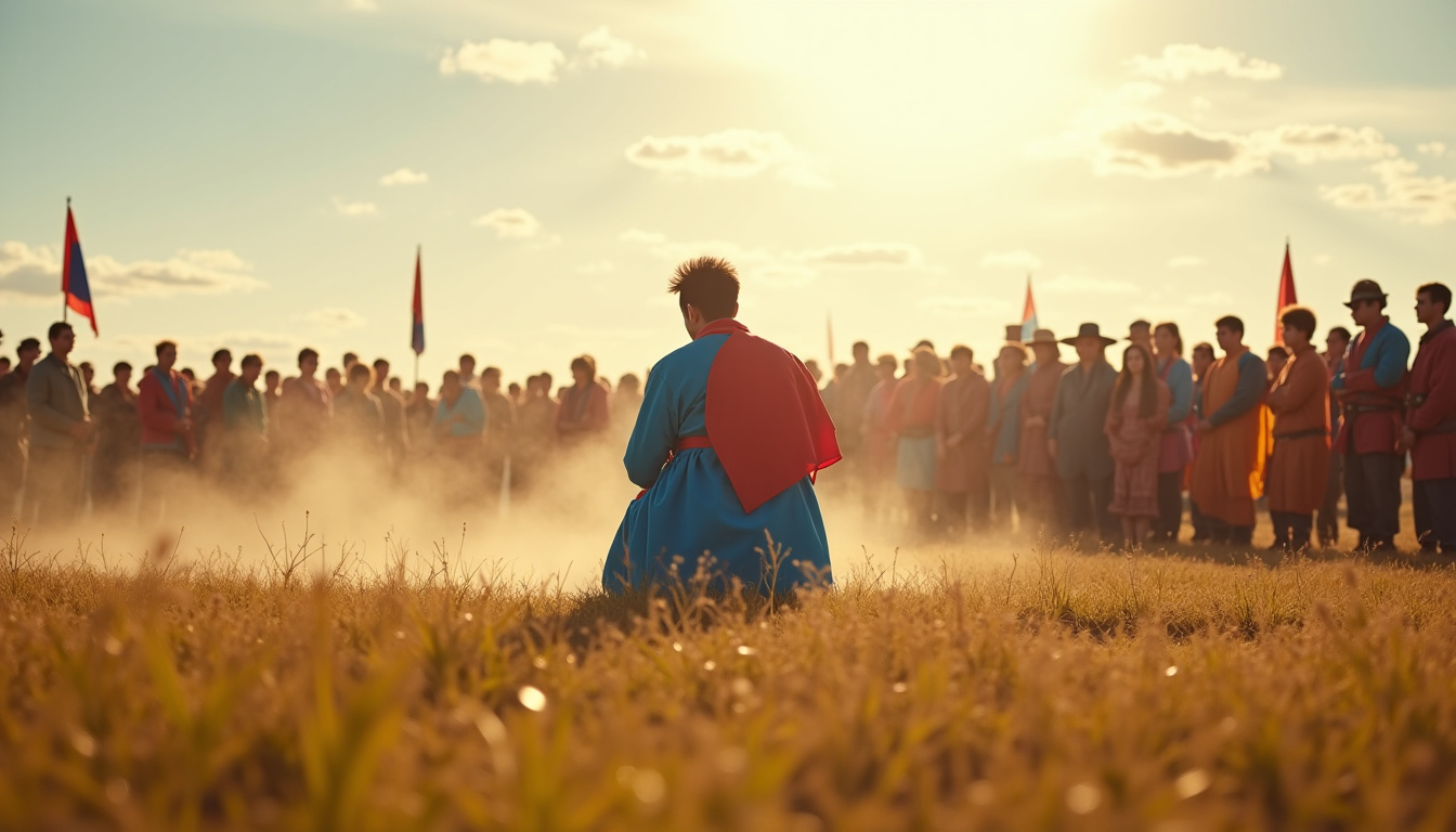 Compétition de lutte mongole lors du festival Naadam