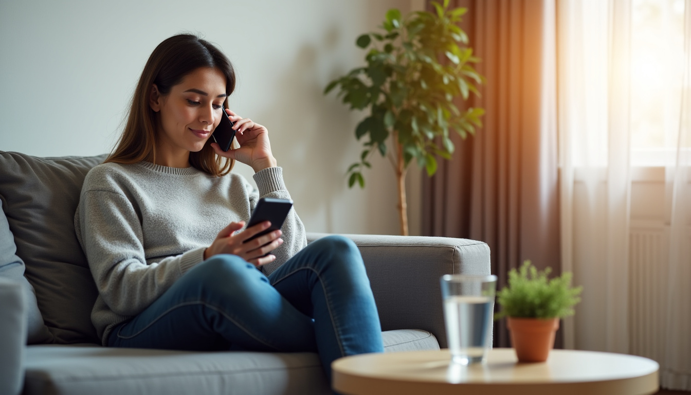 Personne utilisant son téléphone pour contacter le service client ENGIE