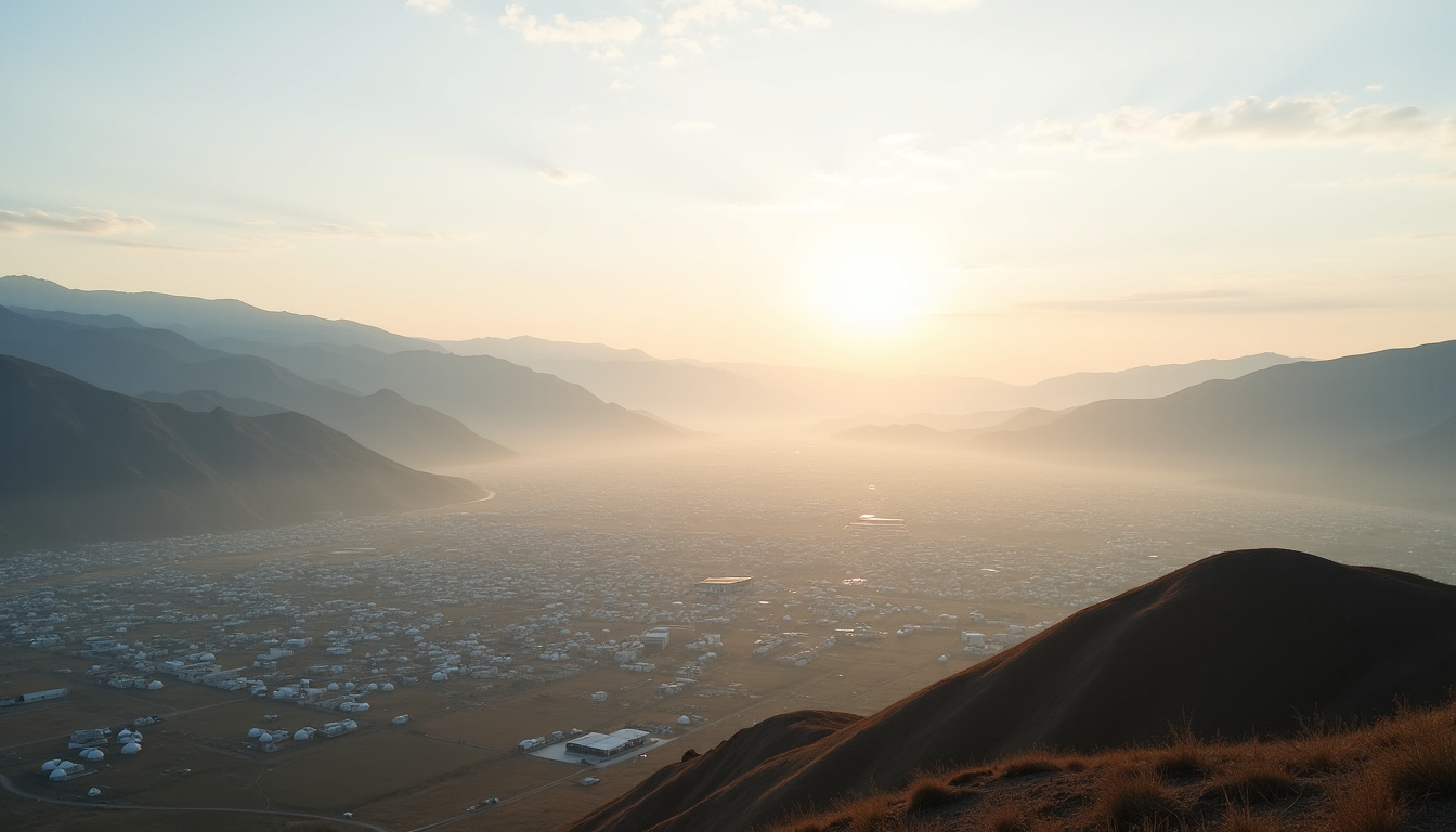 Vue panoramique d’Oulan-Bator, avec la ville étalée dans la vallée et des montagnes en arrière-plan